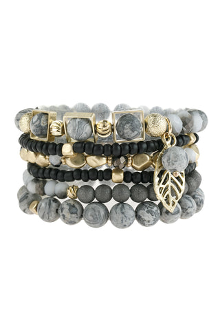 Black Charm Stack Bracelet - Pack of 6