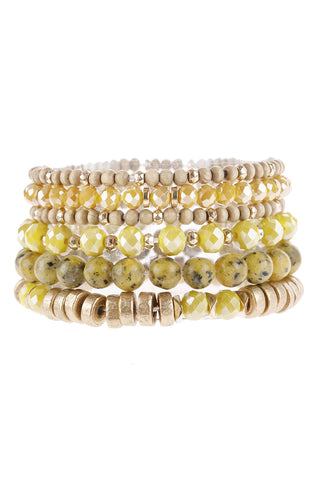 Gray Multi Bead Stackable Bracelet - Pack of 6