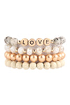 Charm Layered Wood, FIMO, Rondelle Mix Beads Stackable Bracelet Brown - Pack of 6