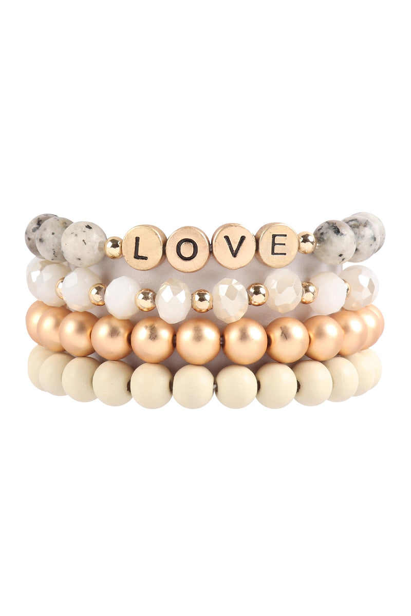 Love Charm Multiline Beaded Bracelet Natural - Pack of 6