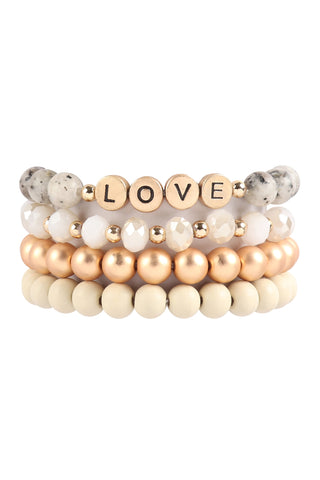 Gray Multi Bead Stackable Bracelet - Pack of 6