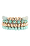 Charm Mix Beads Natural Stone Wood Layered Stackable Versatile Bracelet Set White - Pack of 6