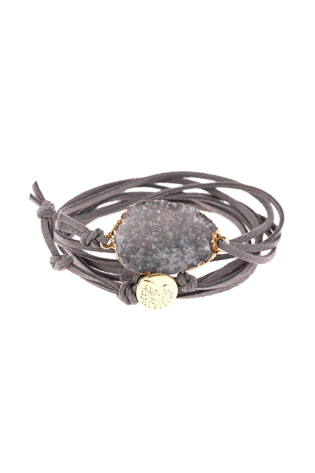 Gray Druzy Charm Bracelet - Pack of 6