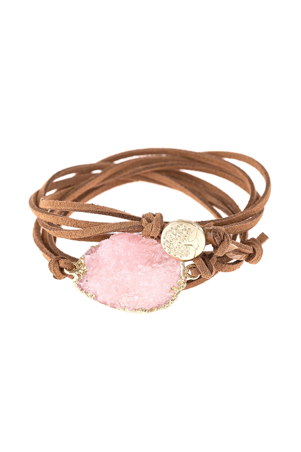 Pink Druzy Charm Bracelet - Pack of 6