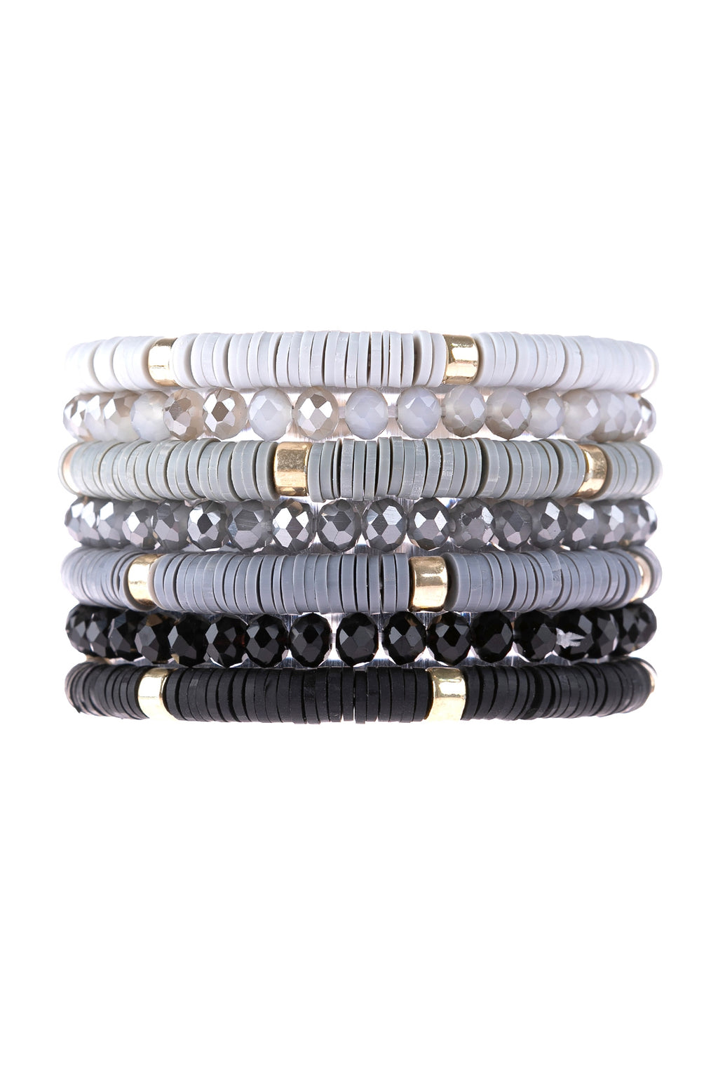 Multi Line Ring Beaded Bracelet Black - Pack of 6