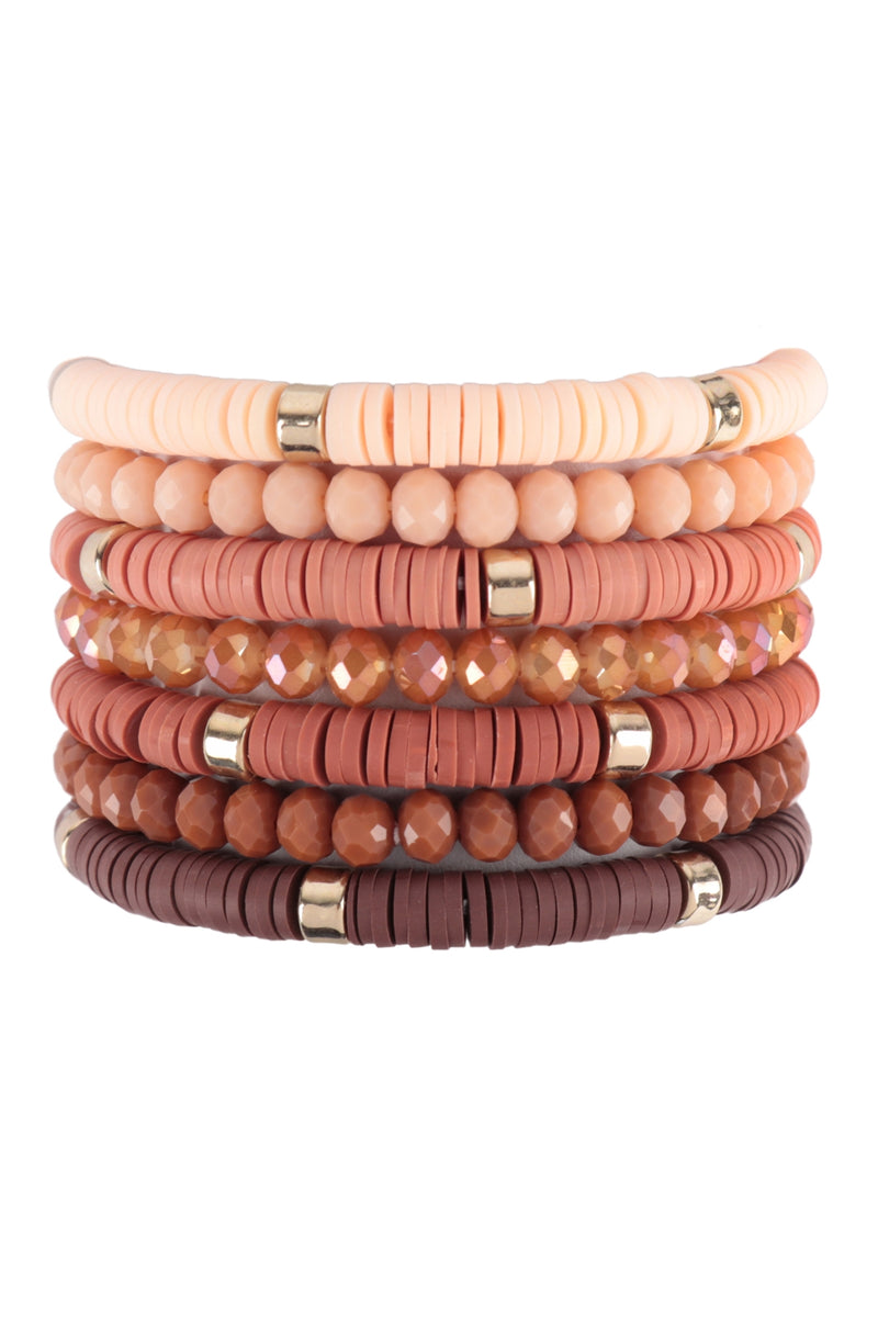 Multi Line Ring Beaded Bracelet Choco - Pack of 6