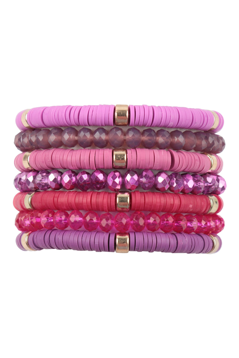 Multi Line Ring Beaded Bracelet Mauve - Pack of 6