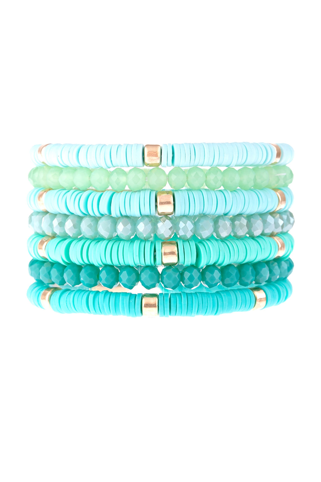 Multi Line Ring Beaded Bracelet Mint - Pack of 6