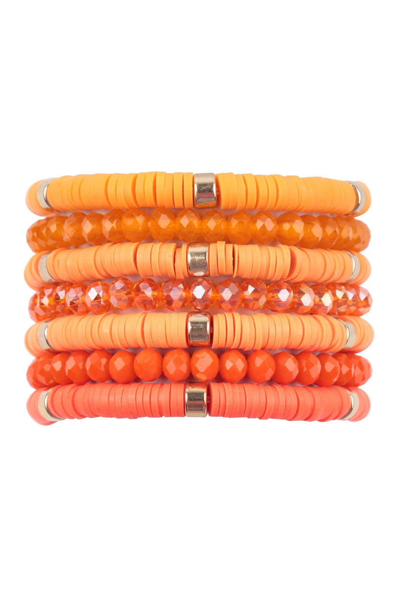 Multi Line Ring Beaded Bracelet Orange - Pack of 6