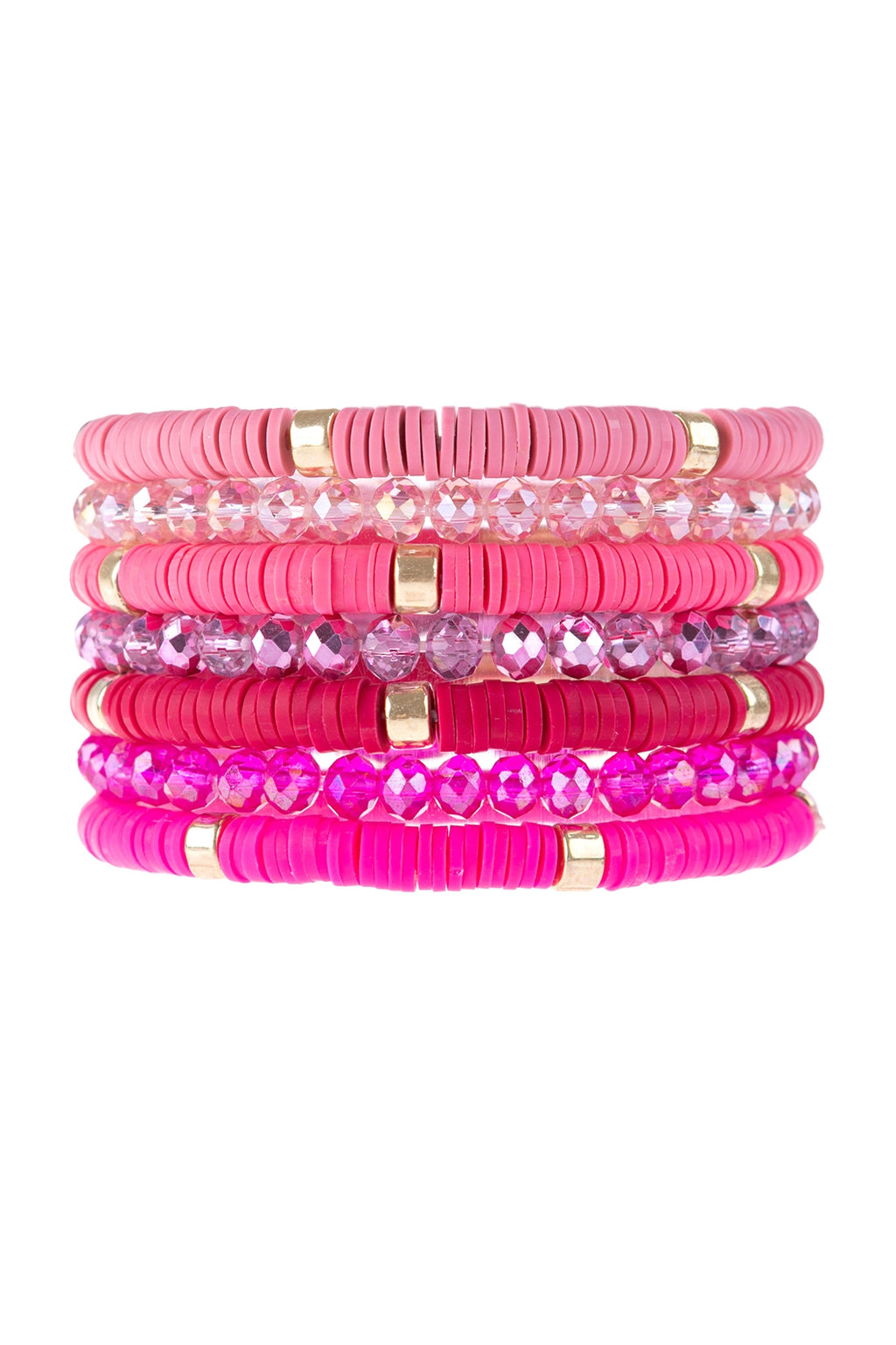 Multi Line Ring Beaded Bracelet Pink - Pack of 6