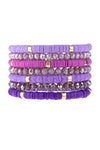 Gray Multi Bead Stackable Bracelet - Pack of 6