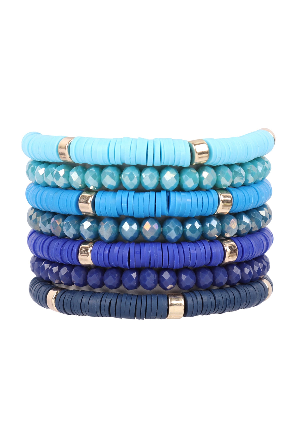 Multiline Disc Beads Stretch Bracelet Sapphire - Pack of 6