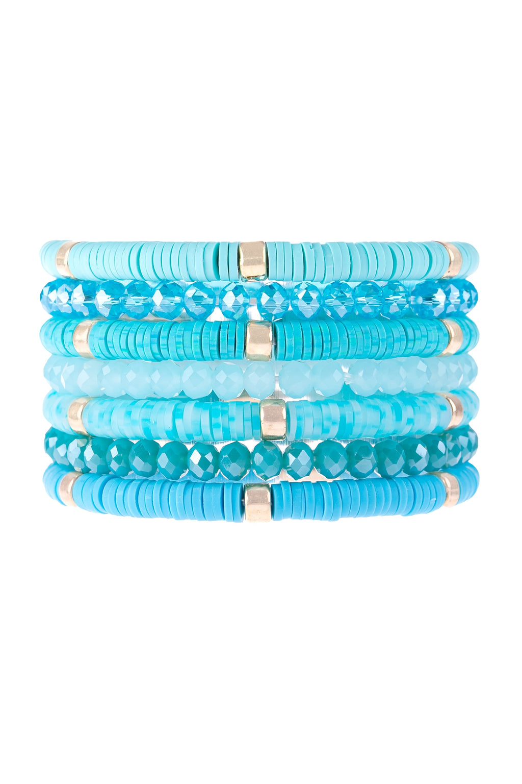 Multi Line Ring Beaded Bracelet Turquoise - Pack of 6