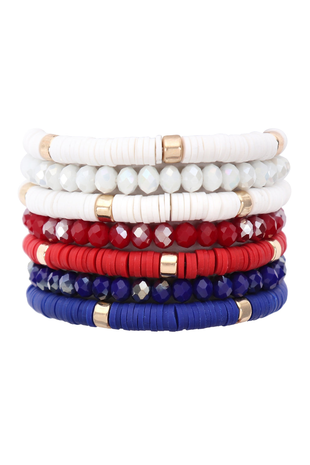 Multiline Disc Beads Stretch Bracelet USA - Pack of 6