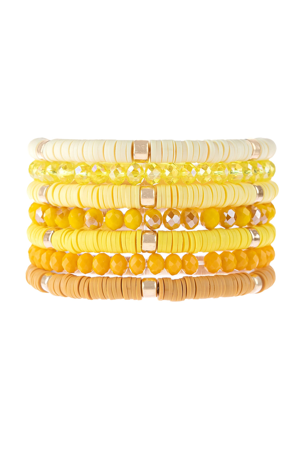 Multi Line Ring Beaded Bracelet Yellow - Pack of 6