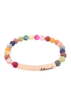 "Blessed" Charm Beads Bracelet Dark Multicolor - Pack of 6