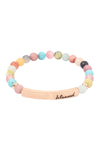 "Blessed" Charm Beads Bracelet Pastel Multicolor - Pack of 6