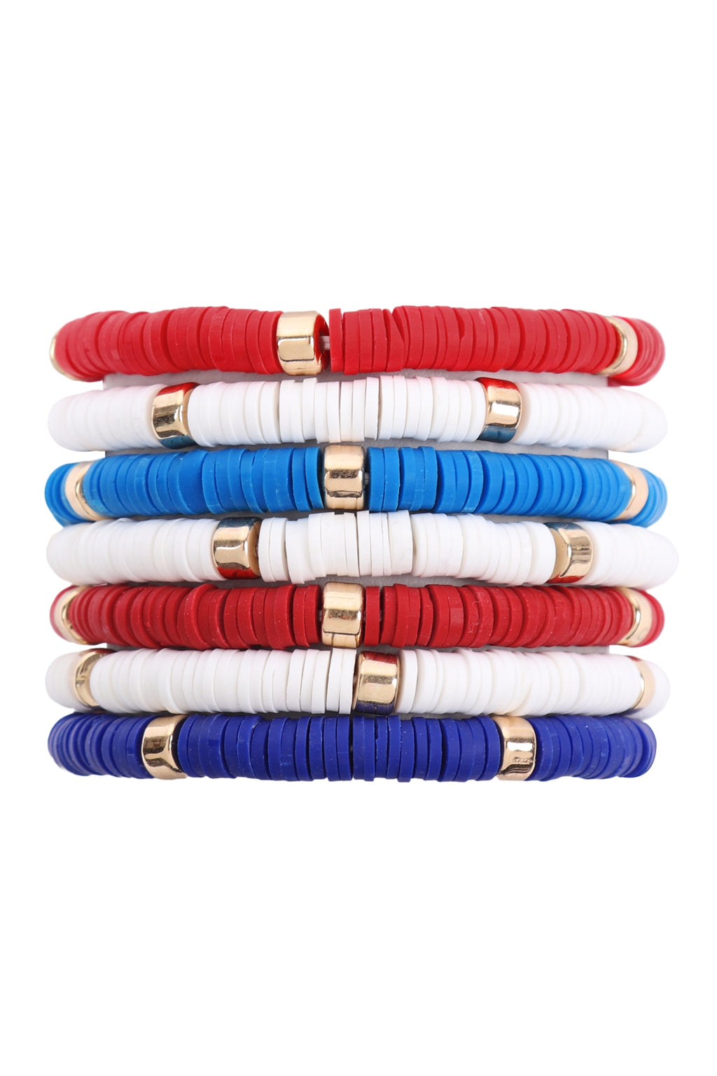 Multi Line Leather Beaded Stretch Bracelet USA - Pack of 6