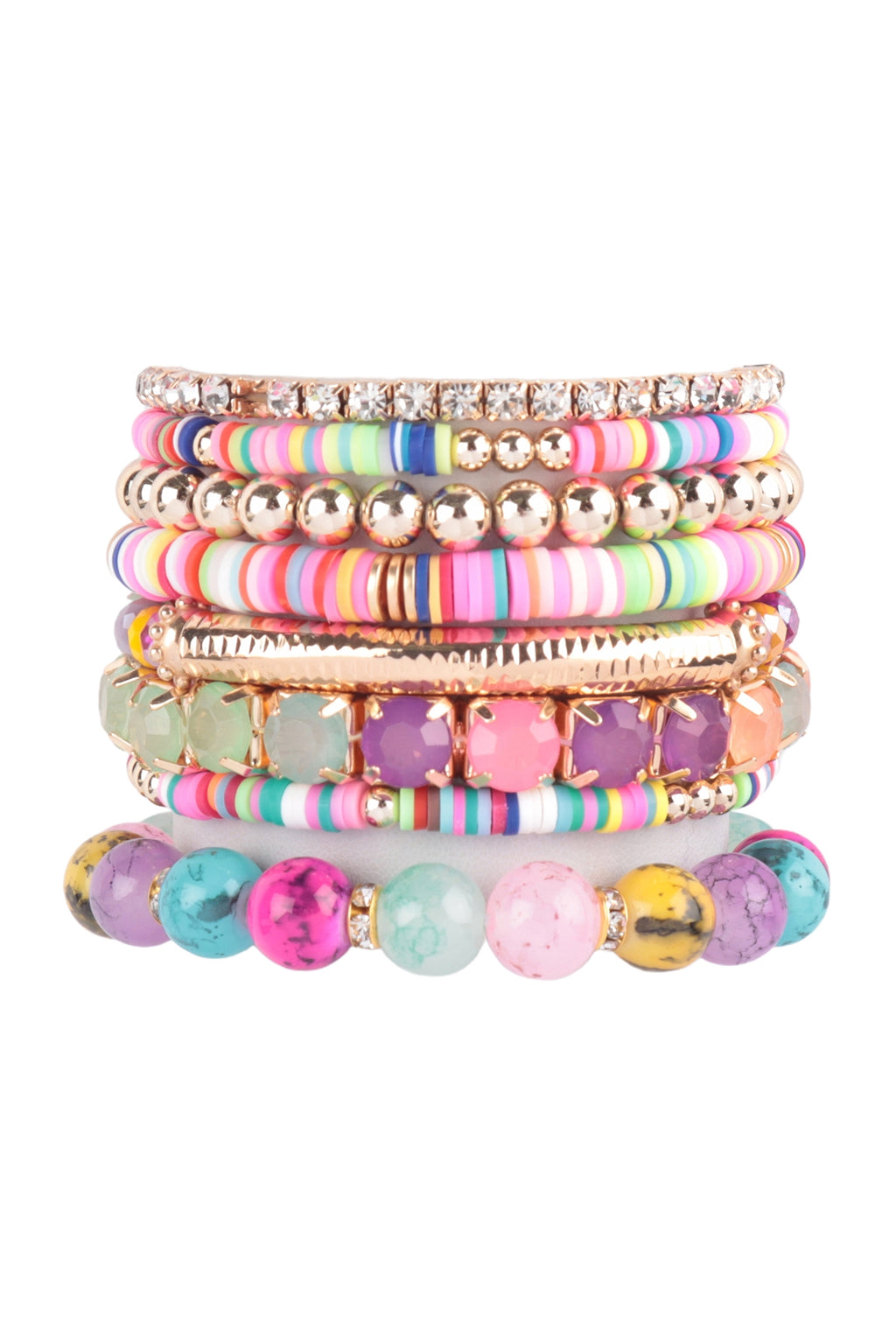 FIMO CCB Mix Bead Charm Stretchable Bracelet Light Multicolor - Pack of 6