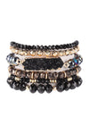 Black Mix Stackable Charm Bracelet - Pack of 6