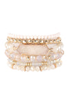 Natural Butterfly, Pearl Classy Stackable Bracelet - Pack of 6