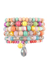 Acetate Tube FIMO Charm Stretch Bracelet Set Multicolor - Pack of 6