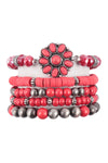 Red Multi Bead Stackable Bracelet - Pack of 6