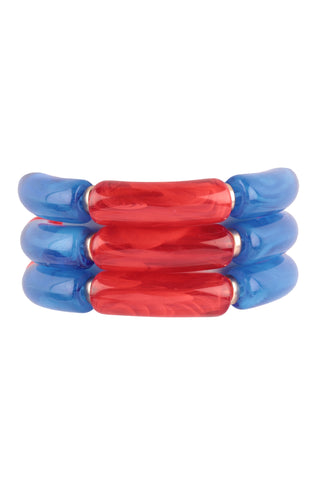 Square Glitter Epoxy Stretch Bracelet Red - Pack of 6