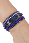 Druzy, Rhinestone, Rondelle Beads Mix Stackable Bracelet Navy - Pack of 6