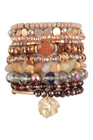 Natural Butterfly, Pearl Classy Stackable Bracelet - Pack of 6