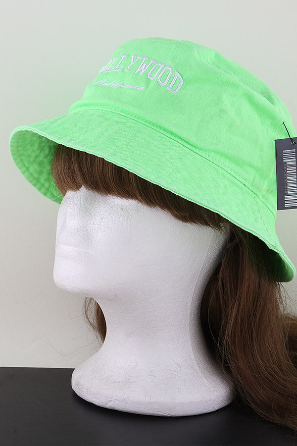 Hollywood California Bucket Hat Neon Green - Pack of 6