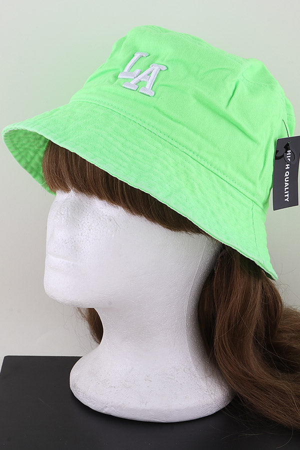 LA Los Angeles Bucket Hat Neon Green - Pack of 6