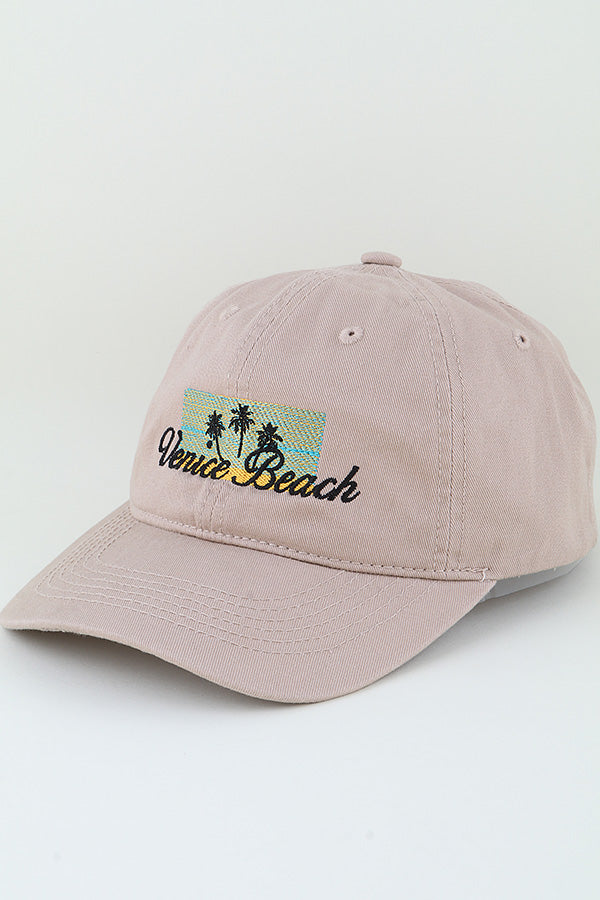 Venice Beach With Graphic Palm Tree Cap Khaki - Pack of 6