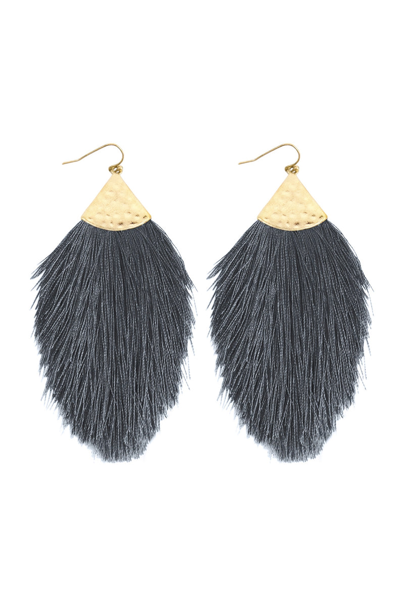 Dark Gray Tassel Drop Earrings - Pack of 6