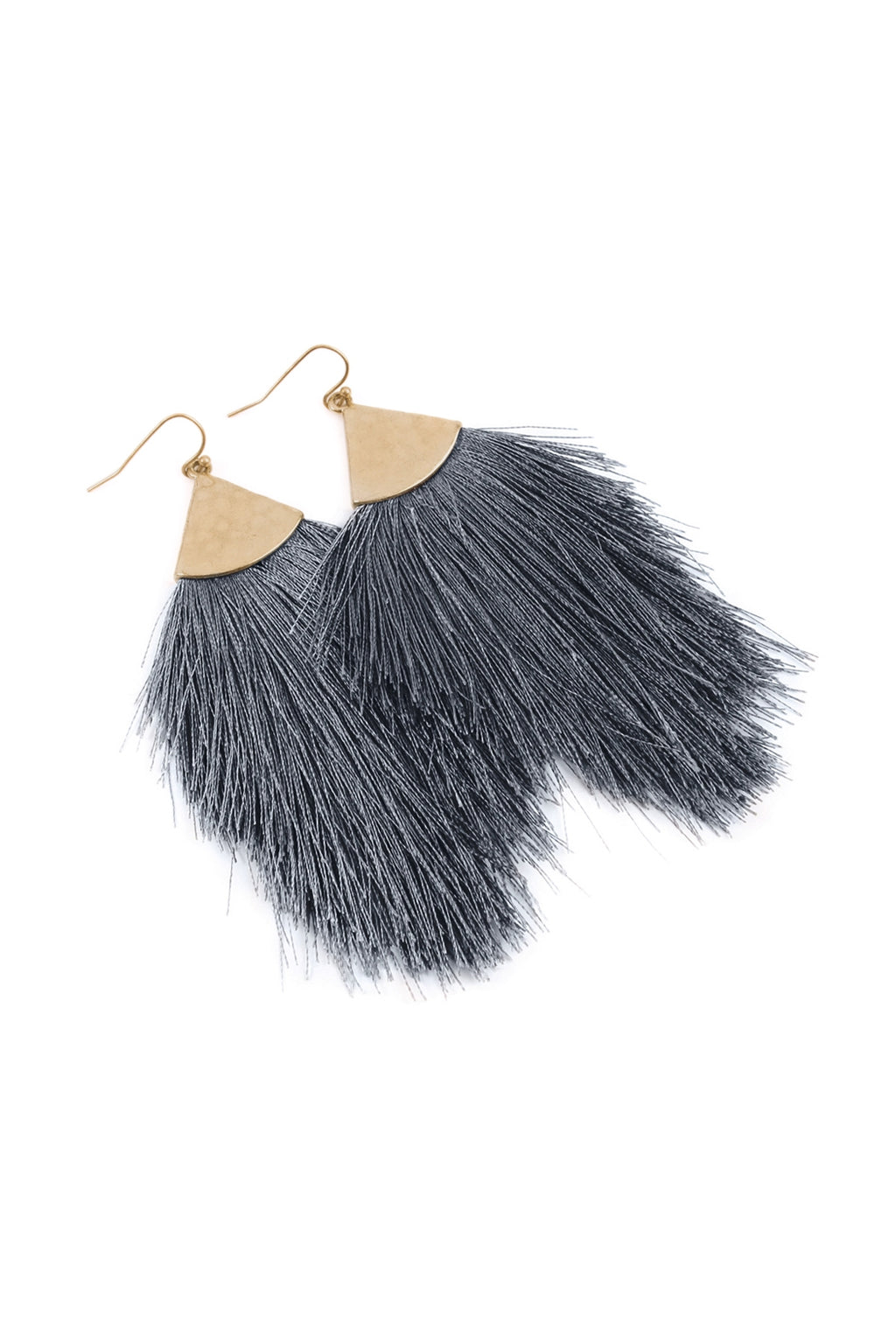 Dark Gray Tassel Drop Earrings - Pack of 6