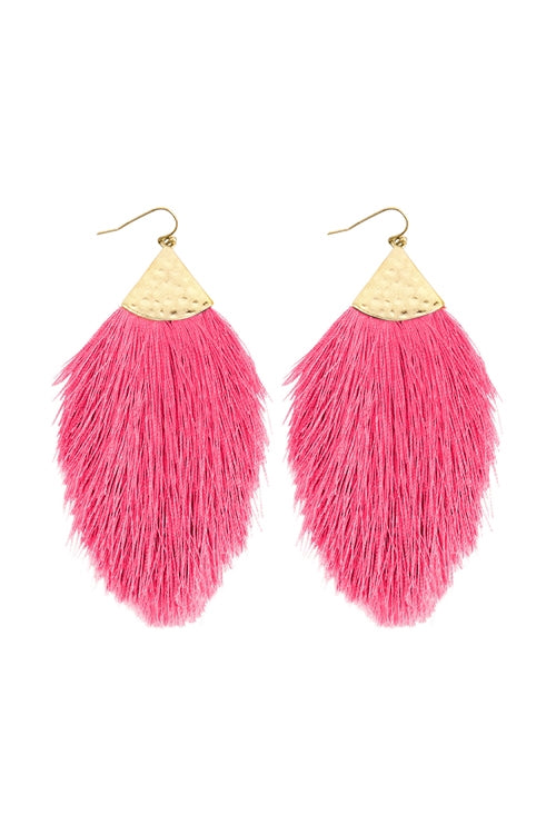 Fuchsia/Hot Pink Tassel Drop Earrings - Pack of 6