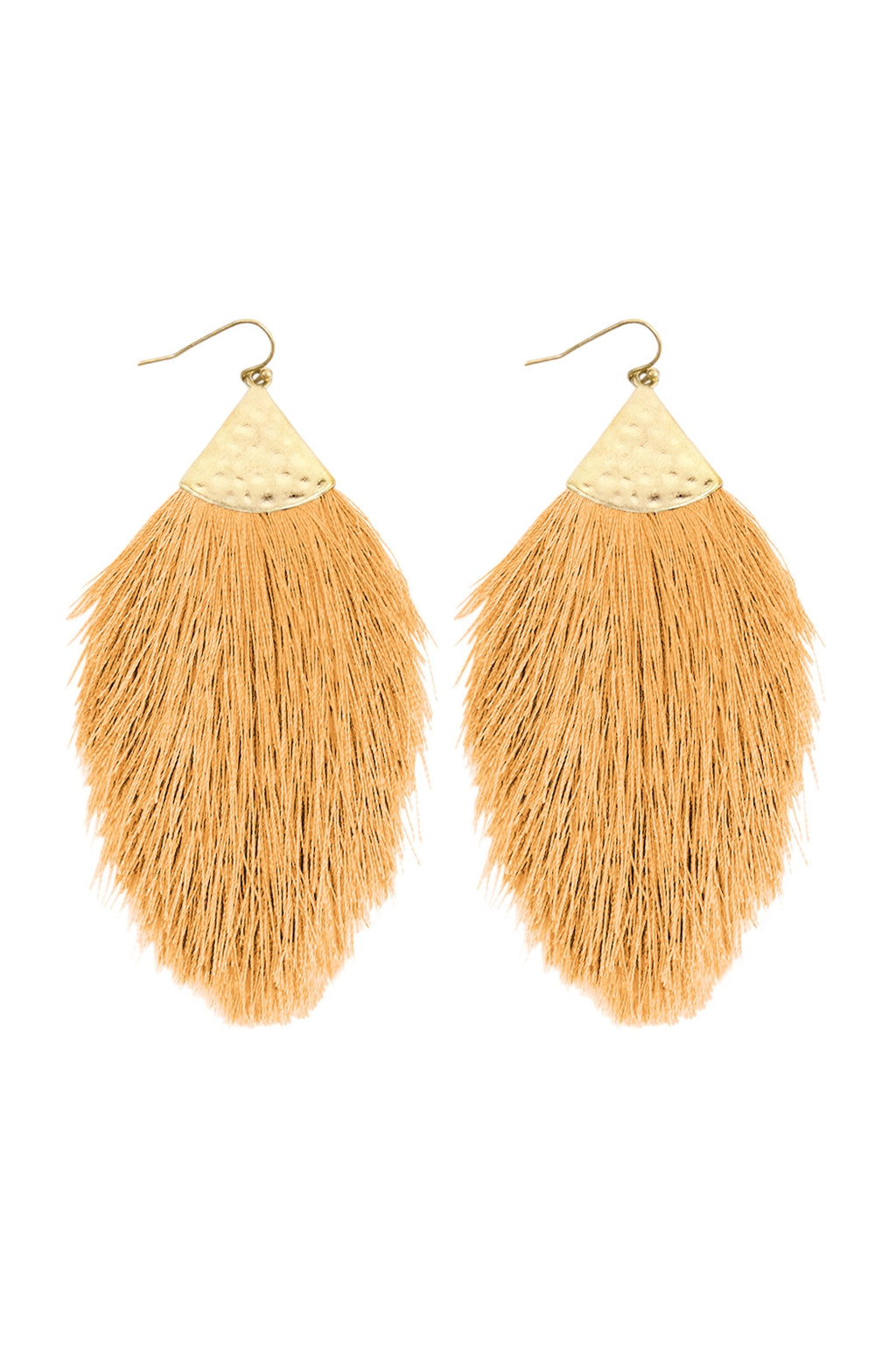 Light Mustard Tassel Drop Earrings - Pack of 6