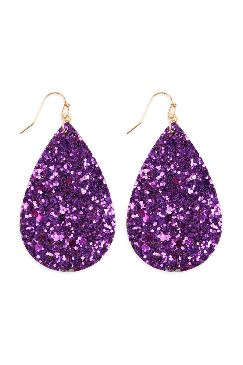 Purple Sequin Teardrop Earrings - Pack of 6