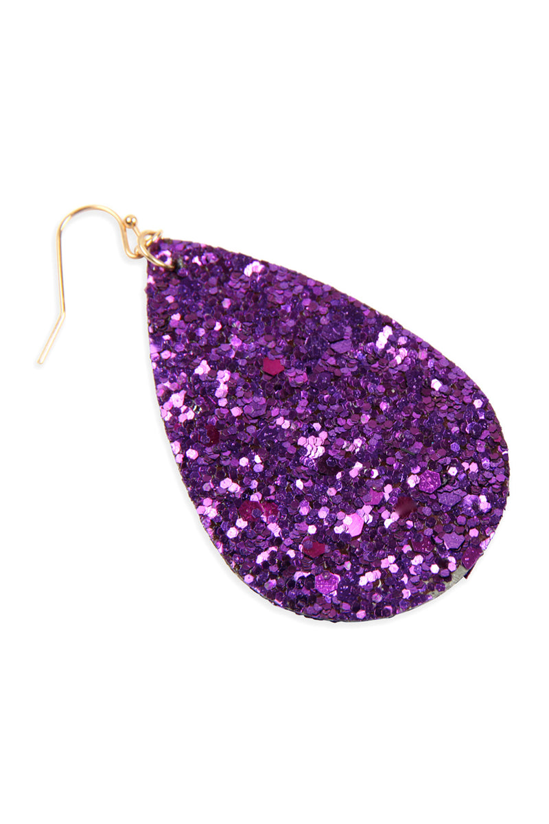 Purple Sequin Teardrop Earrings - Pack of 6