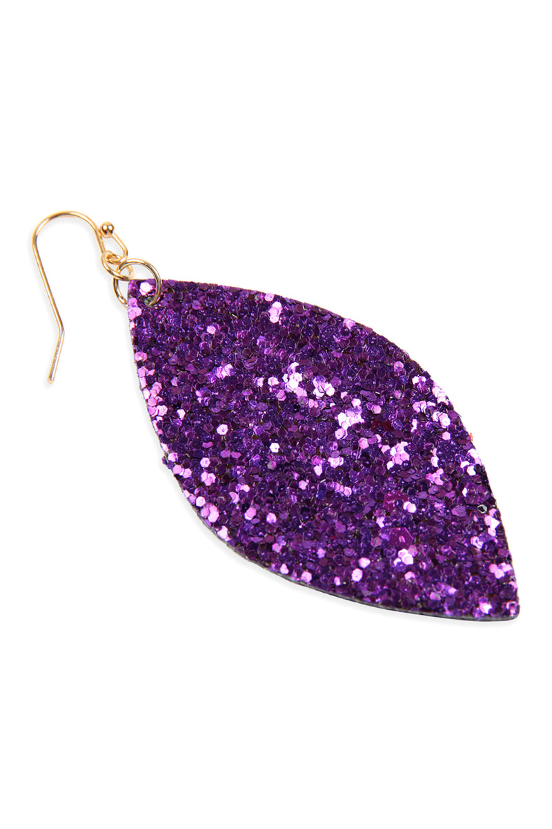 Purple Sequin Marquise Drop Earrings - Pack of 6