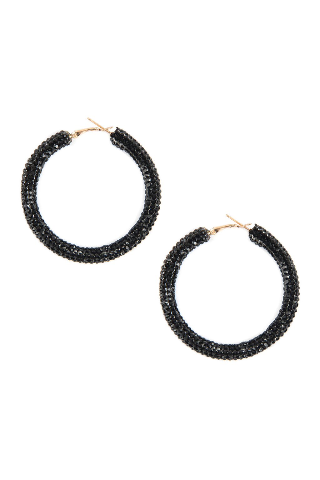 Jet Black Rhinestone Coated Hoop Earrings - Pack of 6