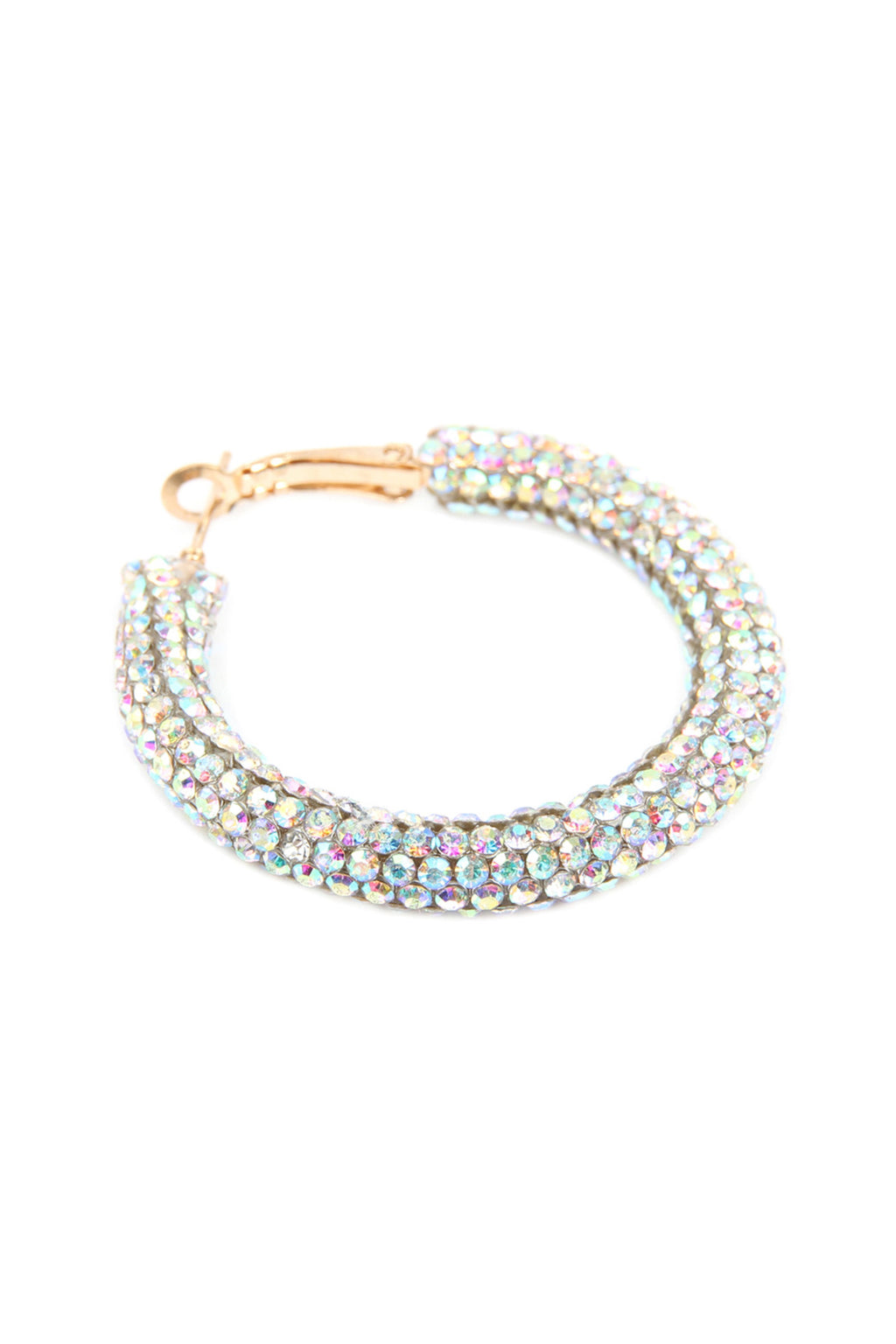 Iridescent Clear Rhinestone Coated Hoop Earrings - Pack of 6