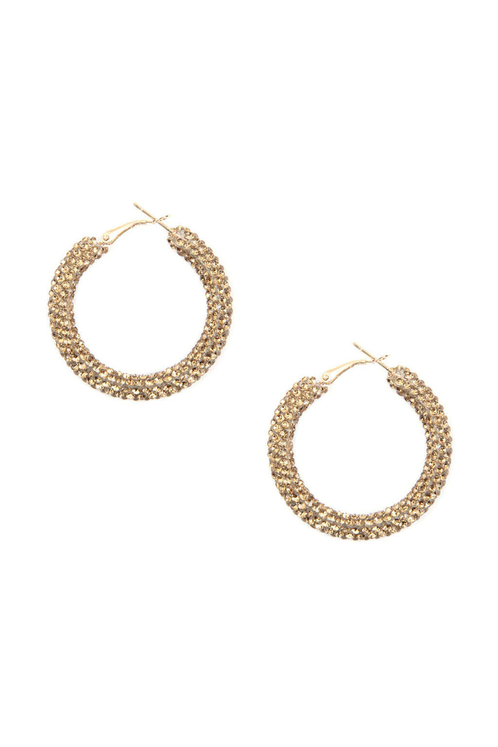 Gold Rhinestone Coated Hoop Earrings - Pack of 6