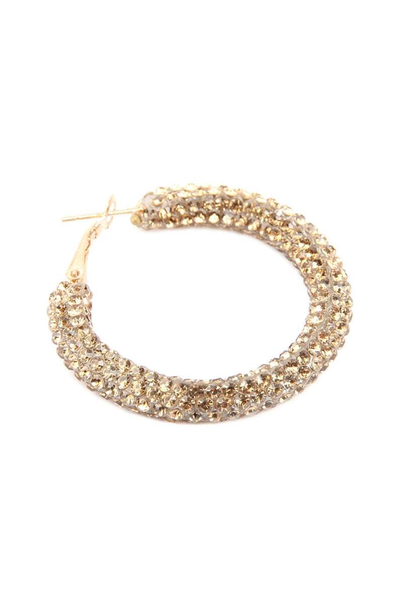 Gold Rhinestone Coated Hoop Earrings - Pack of 6