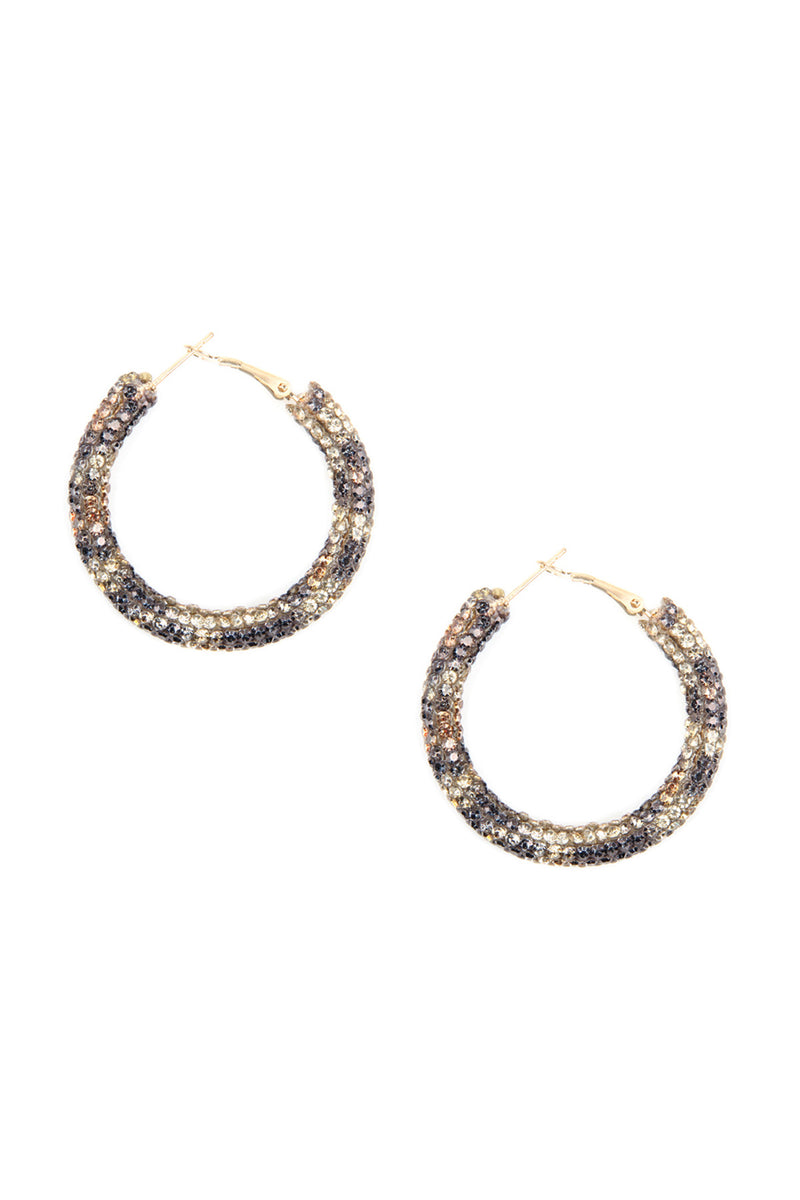 Leopard Rhinestone Coated Hoop Earrings - Pack of 6