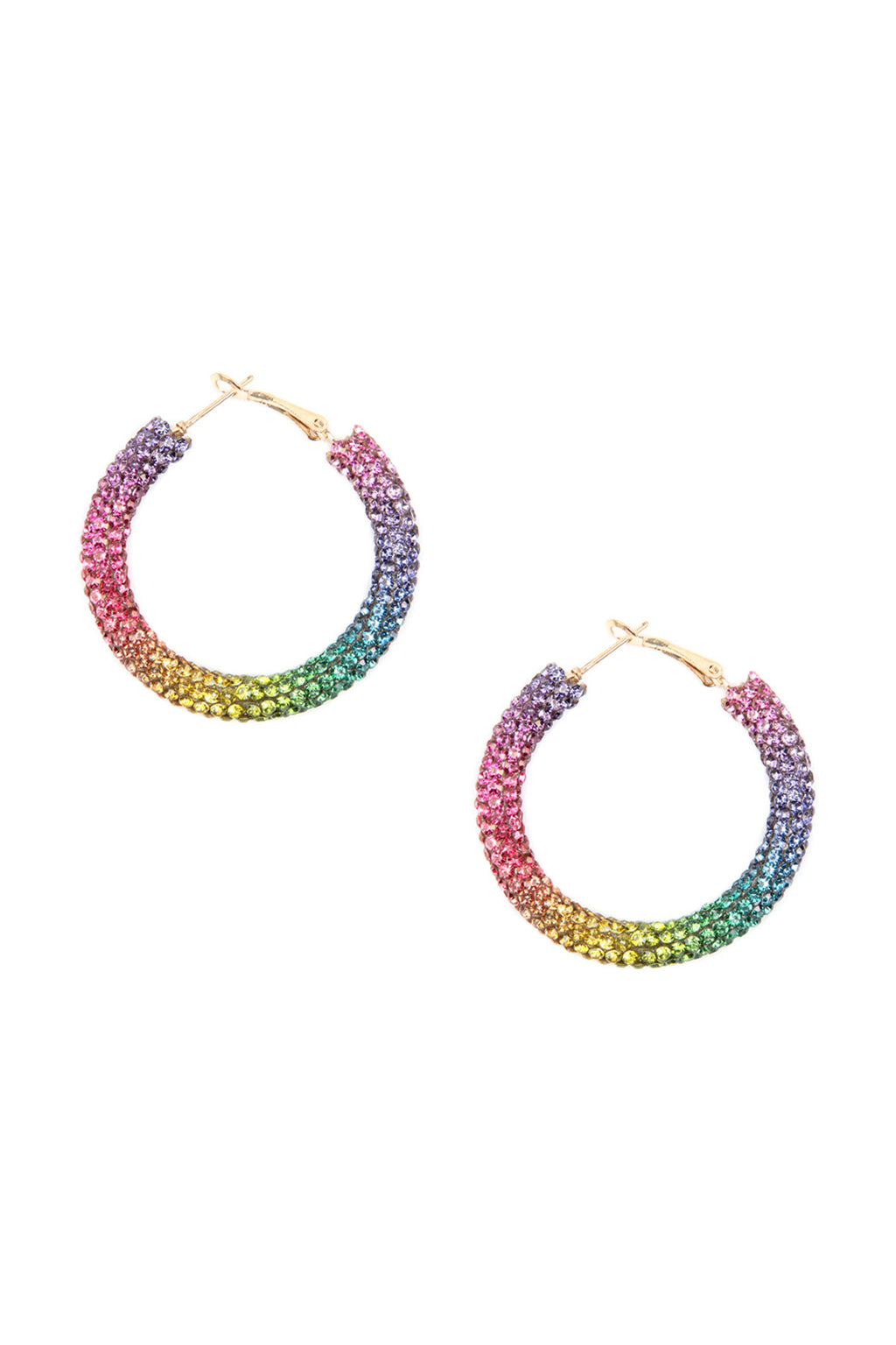 Multicolor Rhinestone Coated Hoop Earrings - Pack of 6