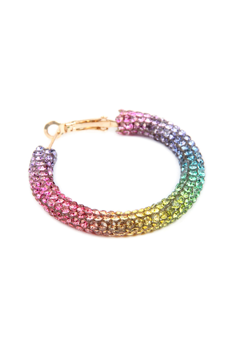 Multicolor Rhinestone Coated Hoop Earrings - Pack of 6