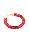 Red Rhinestone Coated Hoop Earrings - Pack of 6