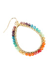 Multicolor Wire Teardrop Glass Beads Hook Earrings - Pack of 6