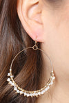 Beige Beaded Hoop Dangle Earrings - Pack of 6